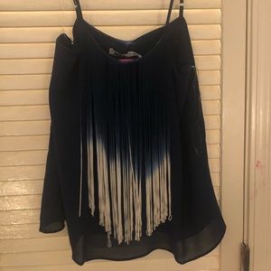 Ombré fringe tank top